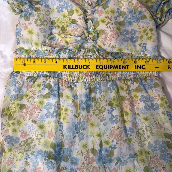 Madden NYC floral mini dress size medium y2k babydoll milkmaid summer romantic f - Picture 10 of 11